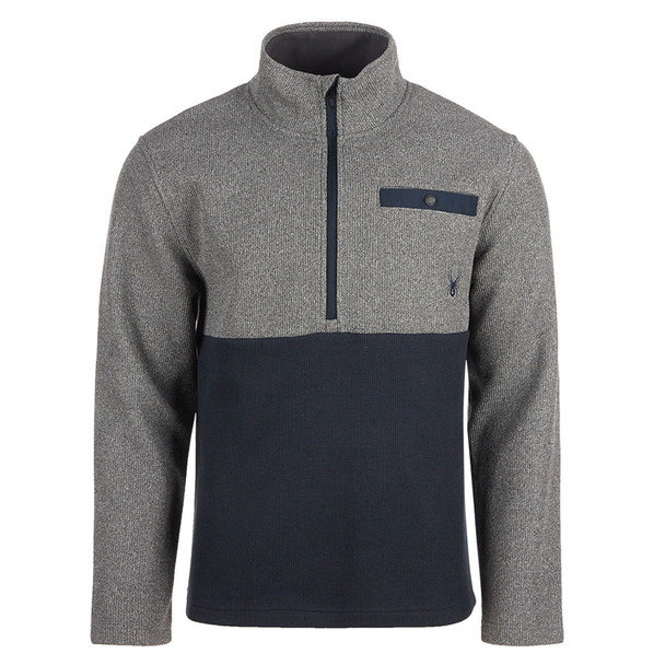 SPYDER MEN'S MEDALLION HALF ZIP PULLOVER - SIZE: MEN L - GRAY New