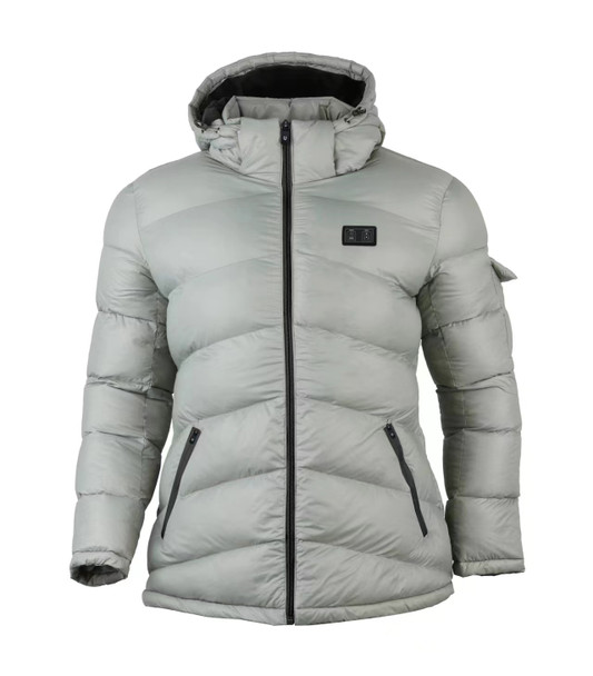 HELIOS THE HEATED COAT PAFFUTO STYLE FOR WOMEN - SIZE: L - GRAY/ MINT SILVER