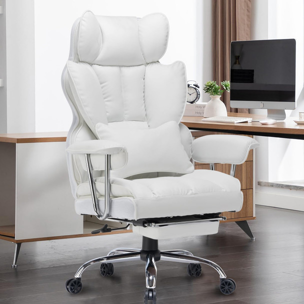EFOMAO DESK OFFICE CHAIR 400LBS BIG AND TALL OFFICE CHAIR - WHITE