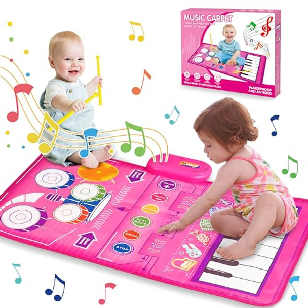 1 2 3 Year Old Girl Birthday Gift Toys, 2 in 1 Musical Toys FLYART-2-1TOY PINK