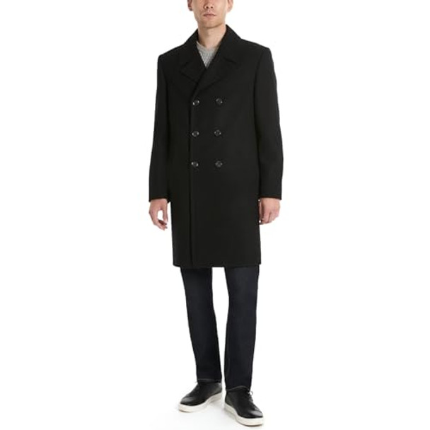 BEN SHERMAN MEN'S BRENTON DOUBLE BREASTED WOOL OVERCOAT - SIZE: MEN S - BLACK New BEN SHERMAN MEN'S BRENTON DOUBLE BREASTED WOOL OVERCOAT - SIZE: MEN S - BLACK New