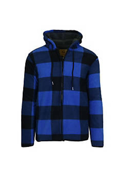 J.COME GALAXY MEN'S POLAR FLEECE PLAID HOODIE - SIZE: MEN XL - BLUE New