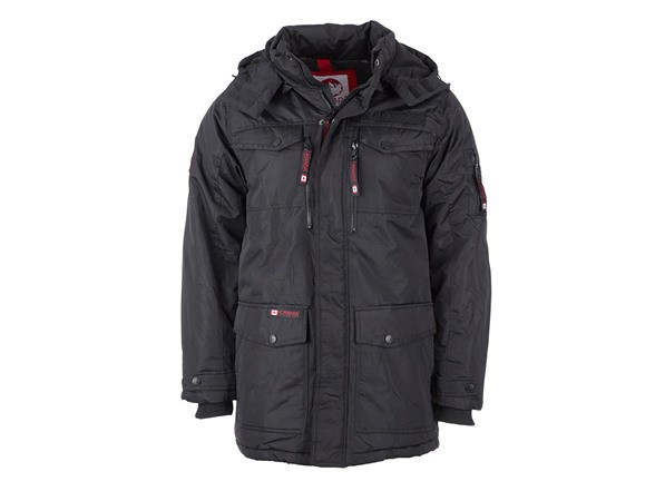 CANADA WEATHER GEAR MEN'S 4-POCKET HOODED PARKA, BLACK, 2XL, OMCW366PZ New