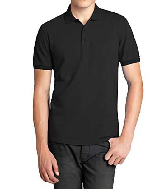 GALAXY BY HARVIC MENS POLO PIQUE SHIRT - SIZE: MEN L - BLACK New