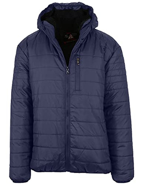 Galaxy by Harvic Men's Sherpa-Lined Hooded Polyester Puffer Jacket New