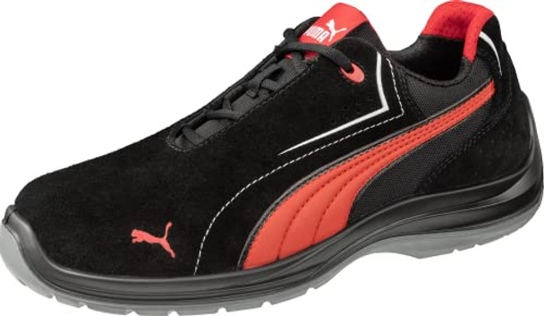PUMA MEN'S TOURING SUEDE LOW INDUSTRIAL SHOE BLACK/RED SIZE 7