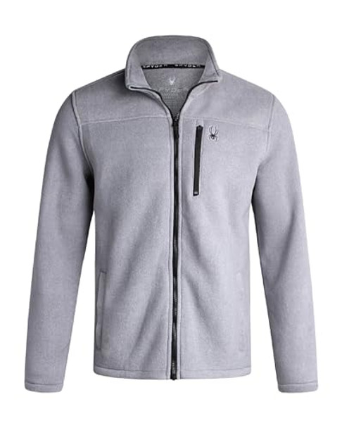 Spyder Men's Brushed Heather Fleece Jacket - Fleece Exterior and Sherpa Bonded