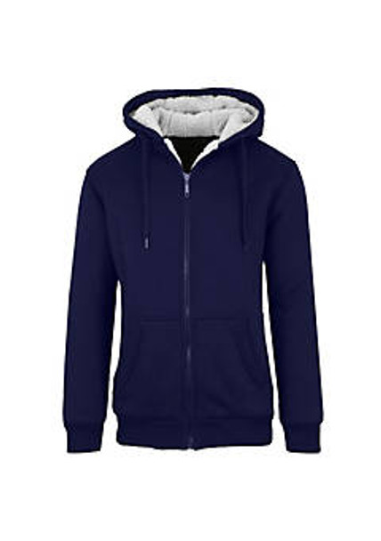 Q-ACTIVE MEN'S SHERPA LINED FLEECE ZIP-UP HOODIE - SIZE: MEN M - NAVY New Q-ACTIVE MEN'S SHERPA LINED FLEECE ZIP-UP HOODIE - SIZE: MEN M - NAVY New