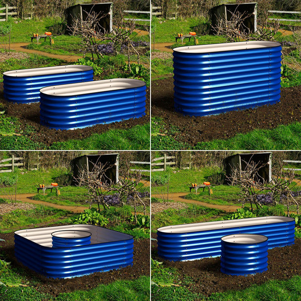 OLLE 4-STYLE MODULAR GALVANIZED RAISED GARDEN BEDS TF41BLUE-1 - BLUE