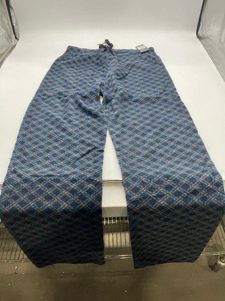 THEAMA TEK COLLECTION MEN'S SOFT FLEECE PAJAMA PANT - SIZE: M - BROWN/BLUE New