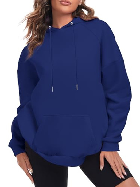 FKEEP Oversize Hoodies Women Fleece Crewneck Sweatshirt M Z Blue New