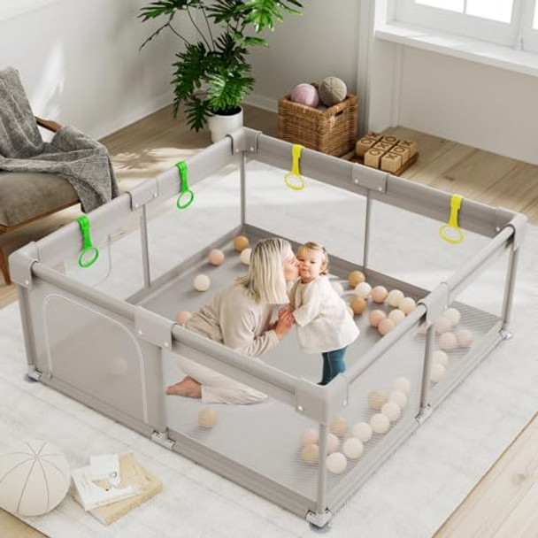 BABY PLAYPEN, BABY AND TODDLER PLAYPEN WITHOUT MAT 59 IN - GRAY BABY PLAYPEN, BABY AND TODDLER PLAYPEN WITHOUT MAT 59 IN - GRAY