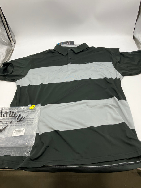 CALLAWAY MEN'S SURPRISE POLO - SIZE: MEN XL - BLACK/GRAY STRIPS New