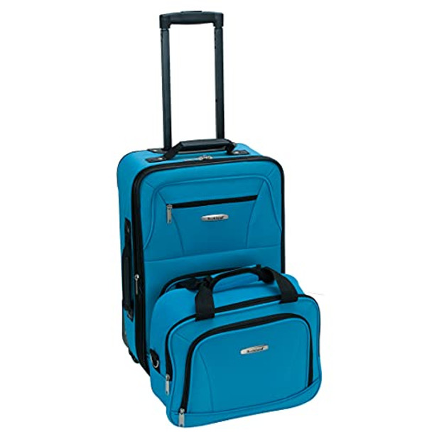 ROCKLAND FASHION SOFTSIDE UPRIGHT LUGGAGE SET EXPANDABLE F102 - TURQUOISE