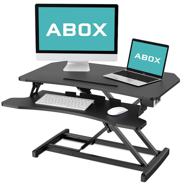 ABOX GSD63HE Electric Powered Standing Desk Converter Monitor Stands - Black