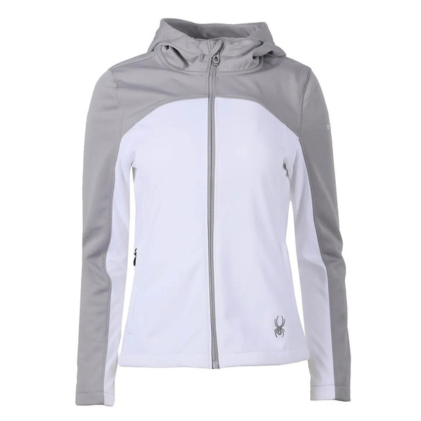 SPYDER WOMEN'S ALYCE SOFTSHELL JACKET WITH HOOD, WHITE, LARGE