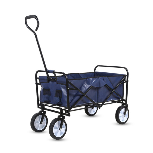YSSOA ROLLING COLLAPSIBLE GARDEN CART CAMPING WAGON,360 DEGREE SWIVEL - BLUE