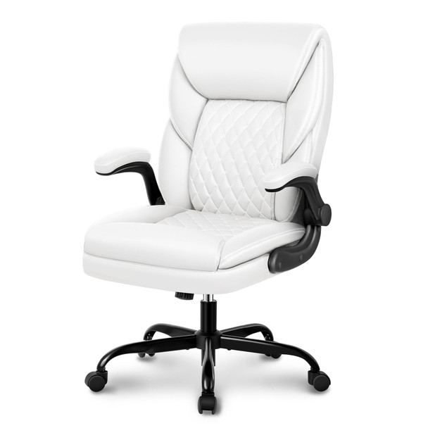 BESTERA OFFICE CHAIR EXECUTIVE LEATHER CHAIR HOME OFFICE DESK CHAIRS - WHITE