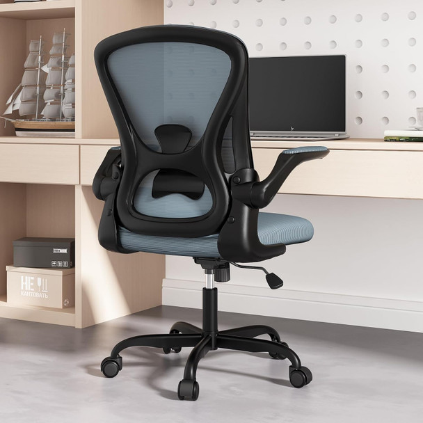 SYTAS ERGONOMIC DESK CHAIR WITH PADDED FLIP UP ARMS HOME OFFICE CHAIR- DARK GRAY
