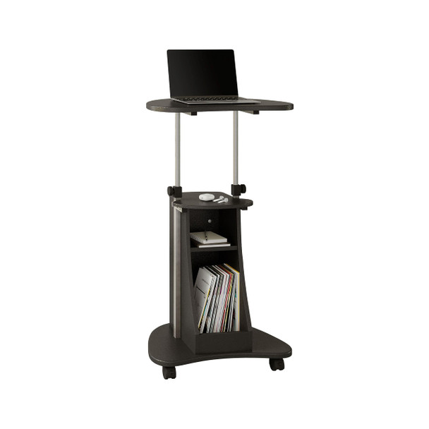 TECHNI MOBILI SIT-TO-STAND ROLLING ADJUSTABLE HEIGHT LAPTOP CART RTA-B002-BLACK