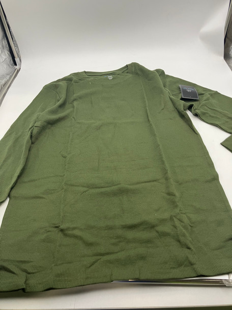 BLUE ICE WAFFLE KNIT LONG SLEEVE SHIRT - SIZE: MEN L - OLIVE New