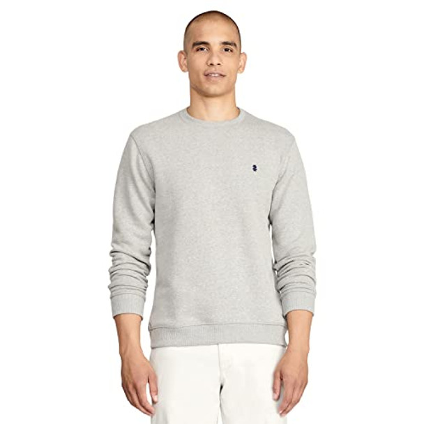 IZOD MEN'S ADVANTAGE FLEECE CREW NECK SWEATER - SIZE: MEN M - LIGHT GRAY HEATHER New