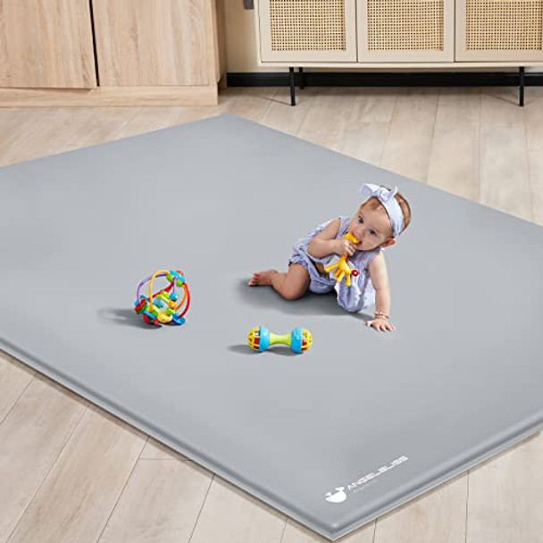 ANGELBLISS BABY PLAYPEN MAT 79"X 63"X 1.18" SELF-INFLATING PLAY MAT - GRAY