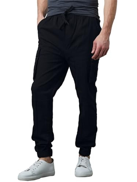GALAXY BY HARVIC MEN'S SLIM FIT JOGGER CARGO PANTS J/MCJP-4750 - BLACK - XL New