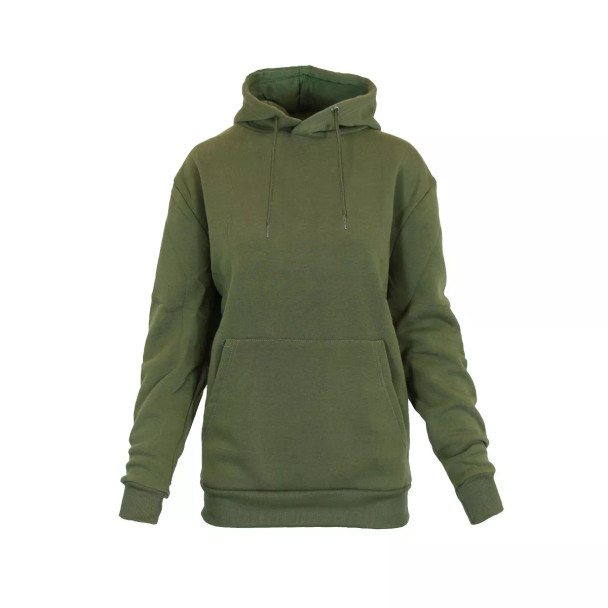 RUDOLPH WOMEN'S HEAVYWEIGHT LOOSE FIT FLEECE LINED PULLOVER HOODIE - L - OLIVE New