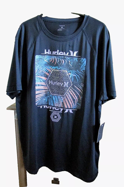 1456-24137-0221 HURLEY MEN'S SS SUNSHIRT - SIZE: MEN XL - BLACK NOIR New