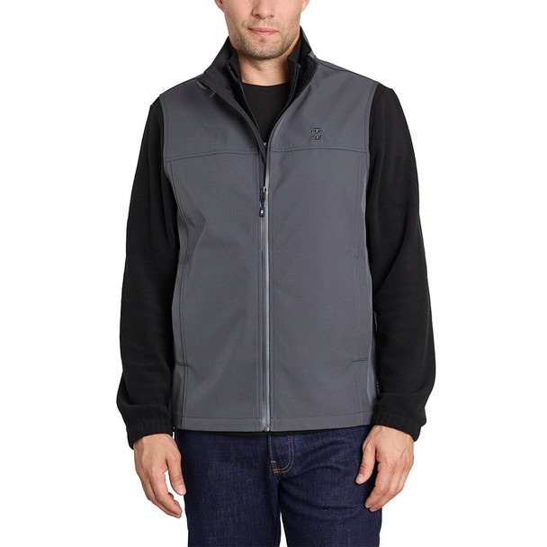 IZOD MEN'S SOFTSHELL VEST, SIZE LARGE - IRON GATE New