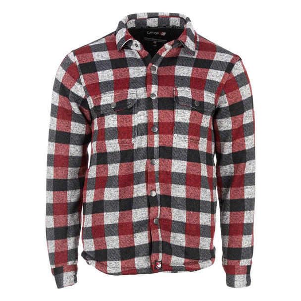 CANADA WEATHER GEAR MEN'S SHERPA LINED BUFFALO PLAID SHIRT JACKET - SIZE: L -RED New