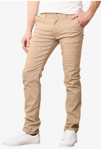 GALAXY BY HARVIC MEN'S FLEX 4 WAY STRETCH PANTS KHAKI BROWN SIZE 32X32 New