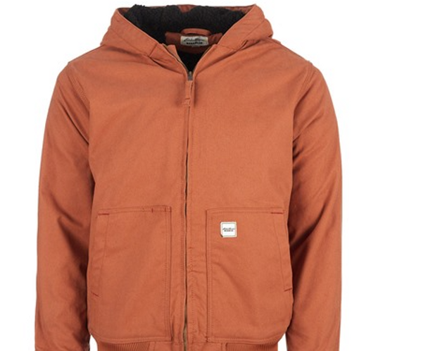 EDDIE BAUER MEN'S HOODED BOMBER JACKET - ADOBE - SIZE: SMALL