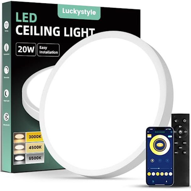 LUCKYSTYLE 12X 20W REMOTE DIMMABLE LED LIGHT SMART APP CUSTOM TEMPS - WHITE