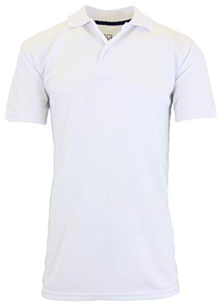 Galaxy by Harvic Men's Tagless Moisture Wicking Polo Shirt - White XL New