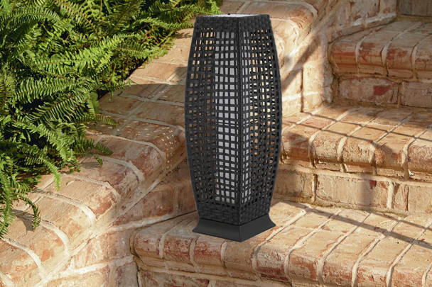 BANER GARDEN QN1017 OUTDOOR SOLAR POWERED WOVEN RATTAN LAMP 25", BLACK