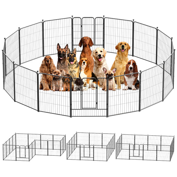 CAKOSSY HEAVY DUTY METAL PET DOG PLAYPEN [32" HEIGHT] RUSTPROOF - METAL BLACK