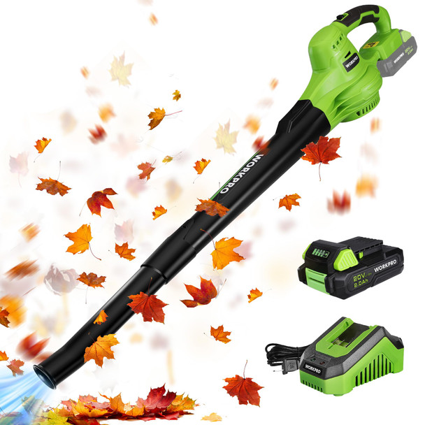 WORKPRO CORDLESS LEAF BLOWER, 20V BATTERY POWERED, W125197A - GREEN/BLACK