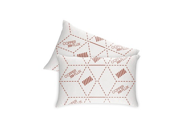 COPPERFLUX LUXURY HOME 2-PACK FOAM PILLOWS - BACK, STOMACH - WHITE/COPPER New COPPERFLUX LUXURY HOME 2-PACK FOAM PILLOWS - BACK, STOMACH - WHITE/COPPER New