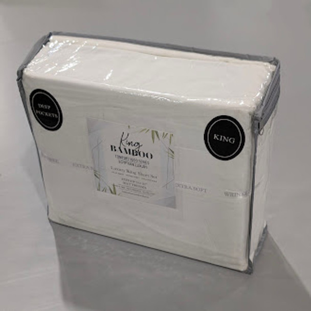 KING BAMBOO COMFORT 1800 SERIES EGYPTIAN LUXURY KING SHEET SET - WHITE