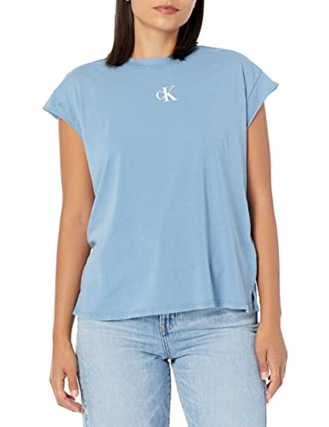 CJ2T3529 Calvin Klein Jeans Minimal Logo Short Sleeve Tee Shirt, XL - StormyBlue New