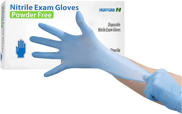 HUAYUAN® NITRILE EXAM GLOVES, 100 PCS - SMALL - BLUE New
