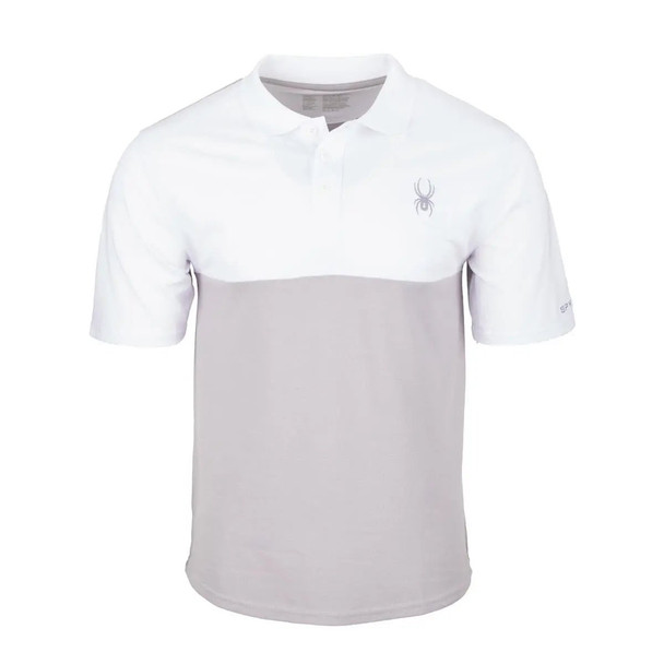 SPYDER MEN'S COLORBLOCK POLO - SIZE: MEN L - GRAY/WHITE New