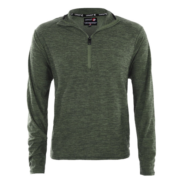 CANADA WEATHER GEAR MEN'S SUPREME SOFT SPACE DYE 1/4 ZIP PULLOVER,SIZE 2XL,OLIVE New