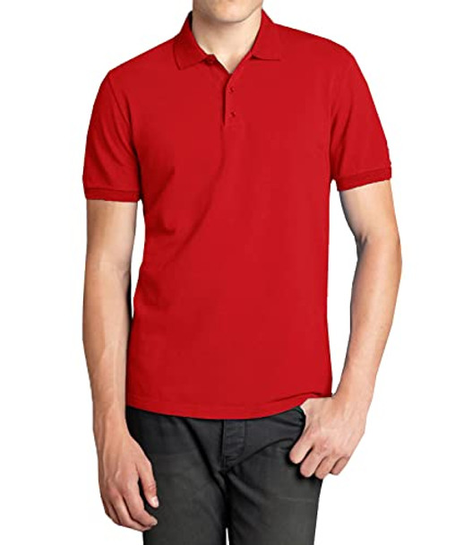 GALAXY BY HARVIC MENS POLO PIQUE SHIRT SCHOOL UNIFORMS SIZE MEN'S S RED New