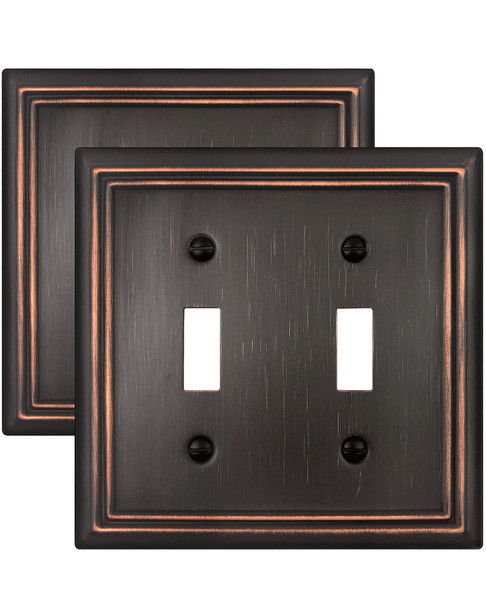 ZILLSEA DOUBLE TOGGLE WALL PLATE Aged Bronze Light Switch Cover (2-Pack)