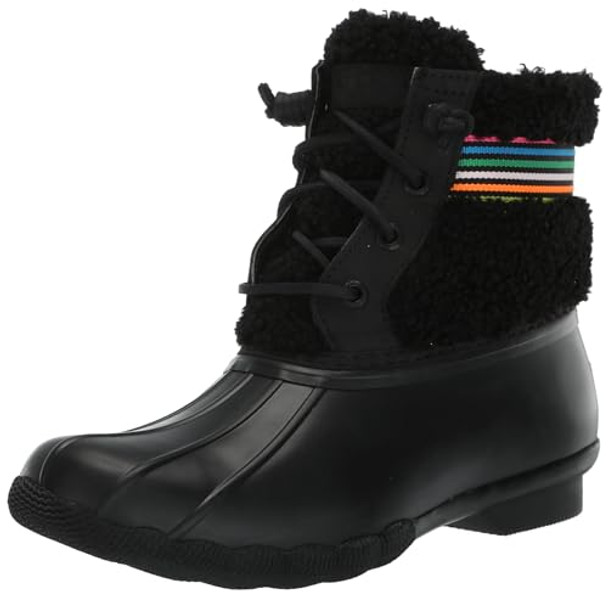 SPERRY WOMEN'S SALTWATER SHERPA RAIN BOOT SIZE 8.5 RAINBOW/BLACK