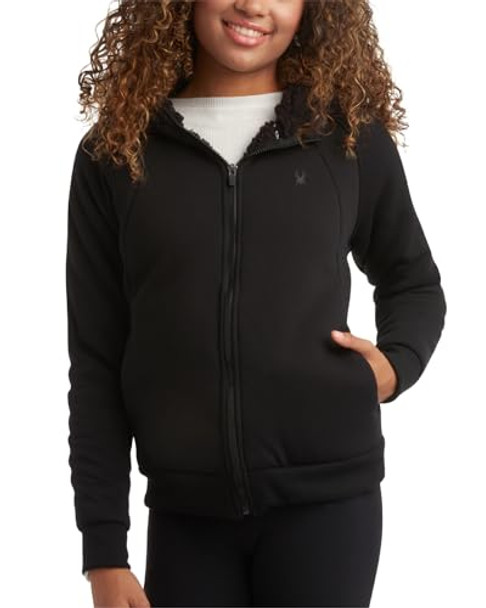 SPYDER WOMEN’S SHERPA LINED HOODIE SWEATSHIRT - L - BLACK New