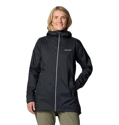 COLUMBIA WOMEN'S SWITCHBACK II LINED LONG JACKET WOMEN XL BLACK New